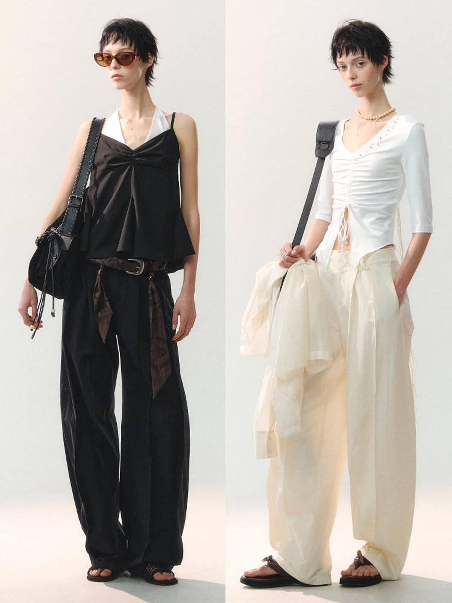 AnnoMundi Oversized Pleated Scarf Tie Waist Women&
