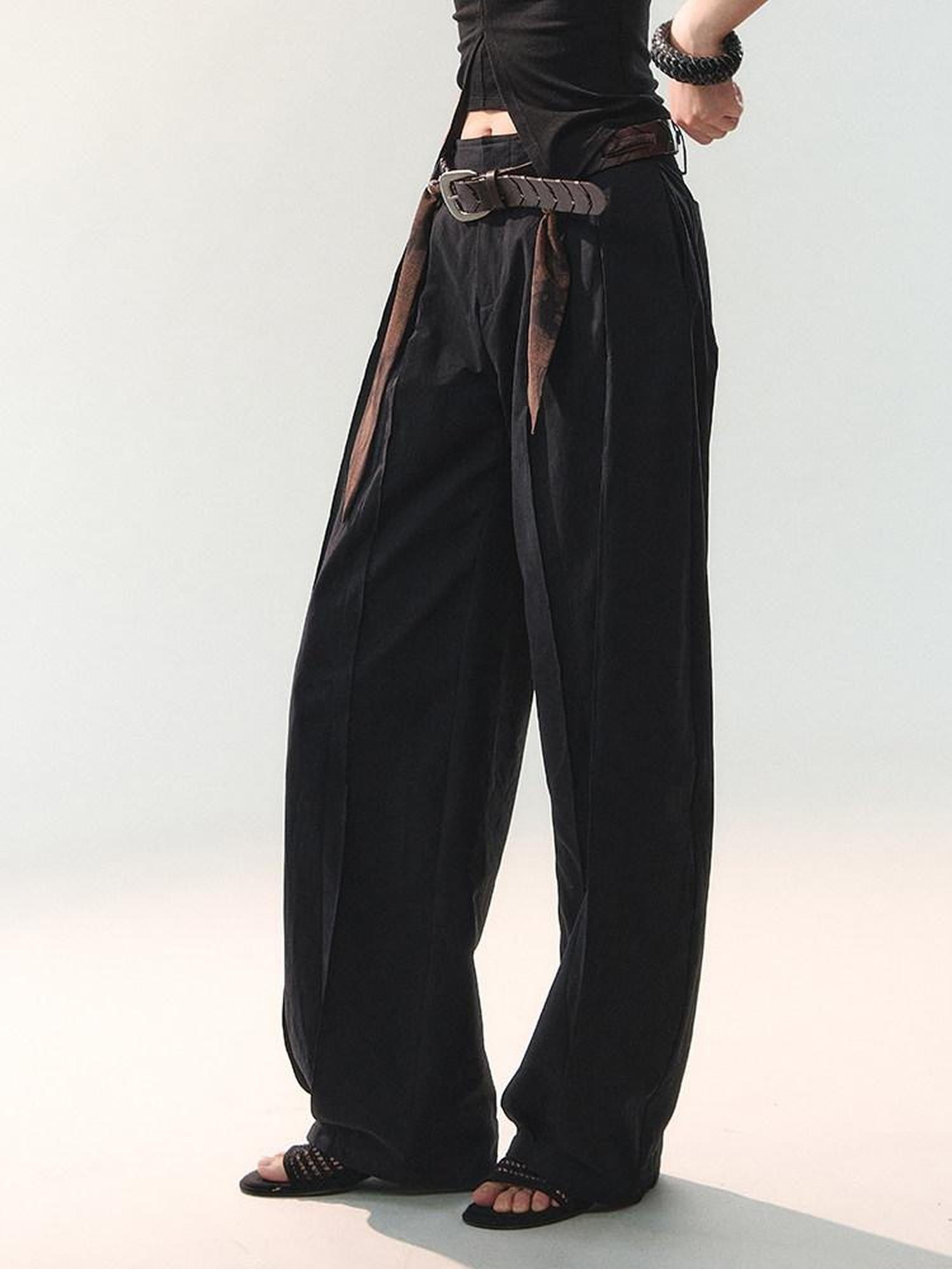AnnoMundi Oversized Pleated Scarf Tie Waist Women&