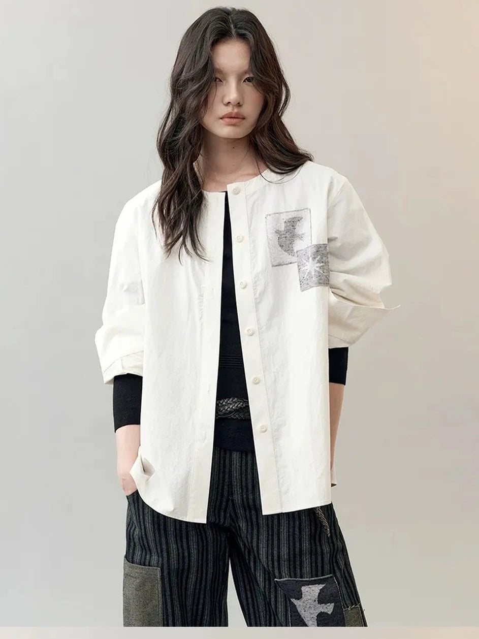 AnnoMundi Patchwork Detail Cotton Shirt Shirts