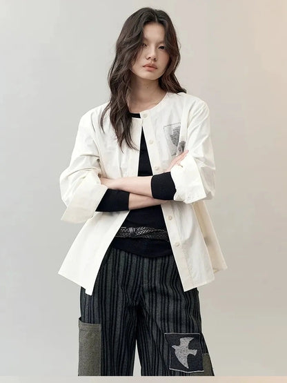 AnnoMundi Patchwork Detail Cotton Shirt Shirts