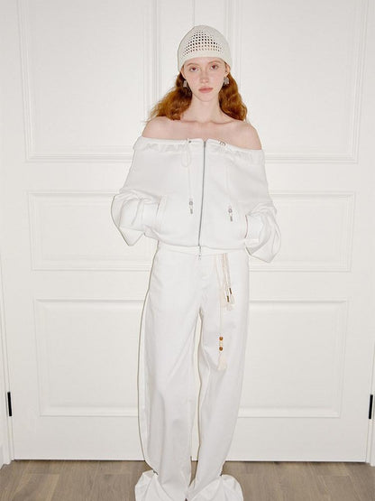 AnnoMundi Pearlescent Pleated Double Zipper Knit Loose Fit Women&