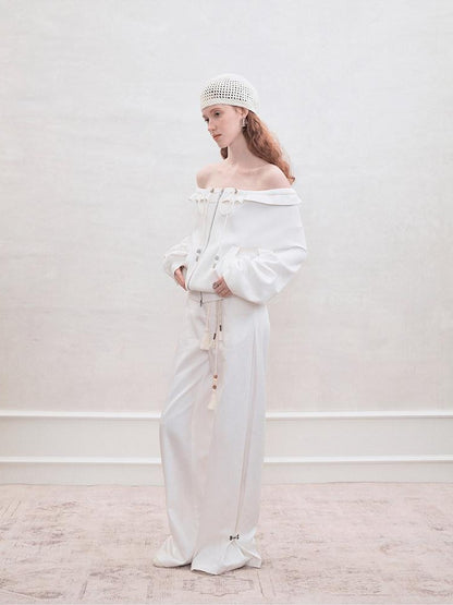 AnnoMundi Pearlescent Pleated Double Zipper Knit Loose Fit Women&