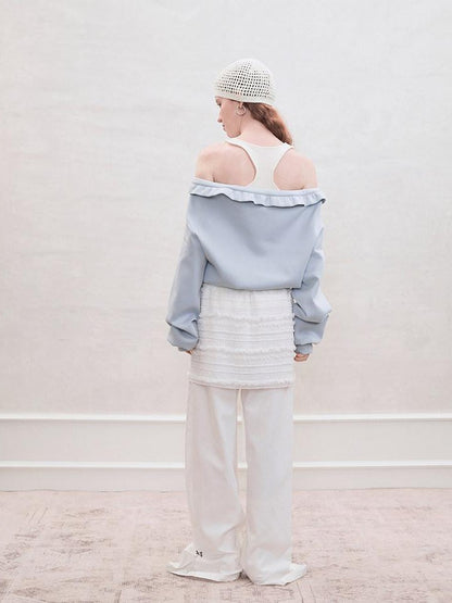 AnnoMundi Pearlescent Pleated Double Zipper Knit Loose Fit Women&