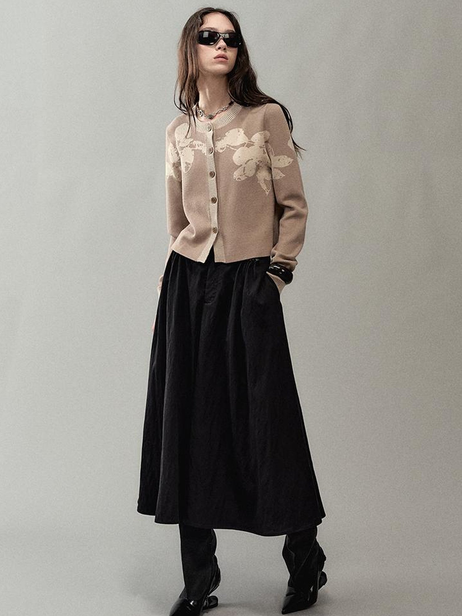 AnnoMundi Pleated Beaded A Line Skirt