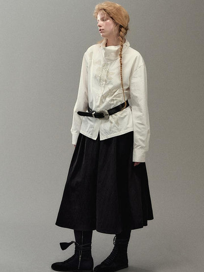 AnnoMundi Pleated Beaded A Line Skirt
