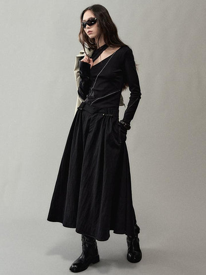 AnnoMundi Pleated Beaded A Line Skirt
