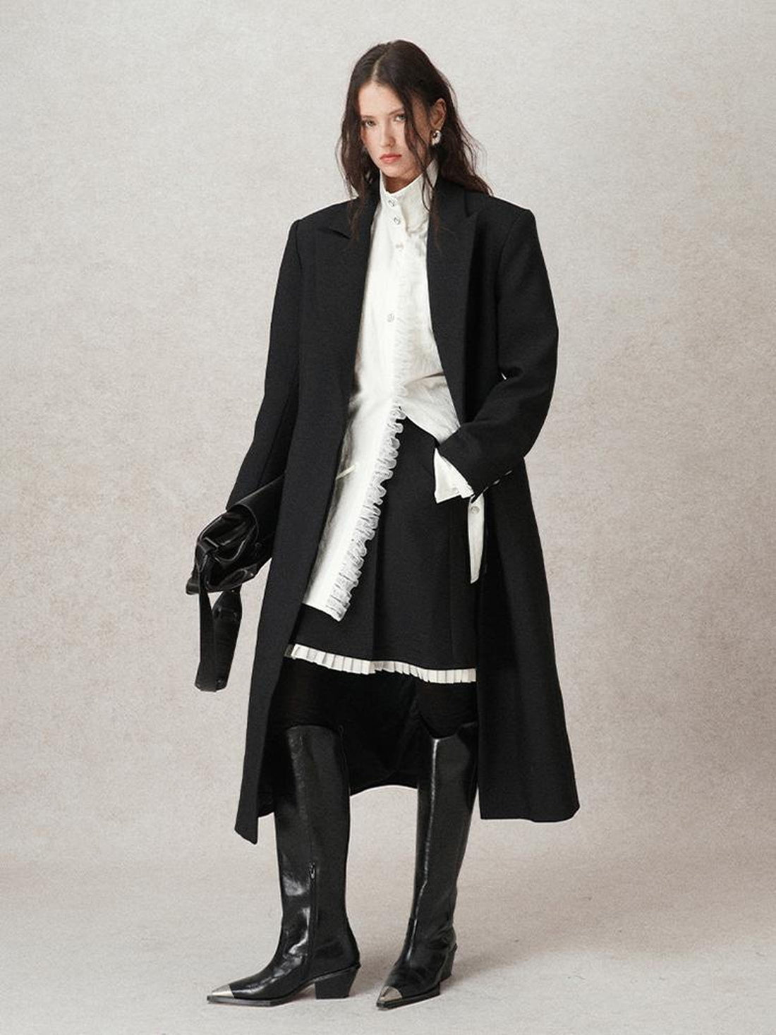 AnnoMundi Pleated Contrast Trim Blazer Skirt