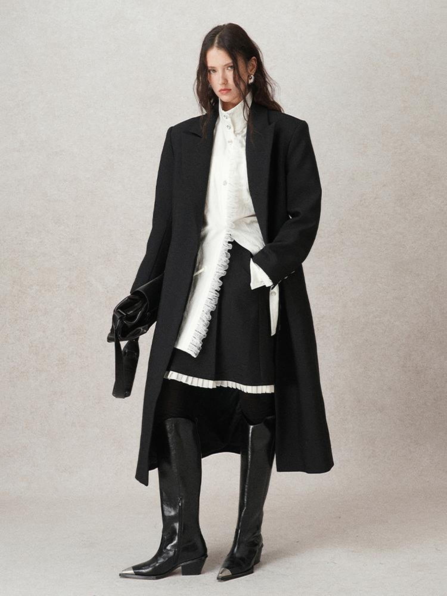AnnoMundi Pleated Contrast Trim Blazer Skirt