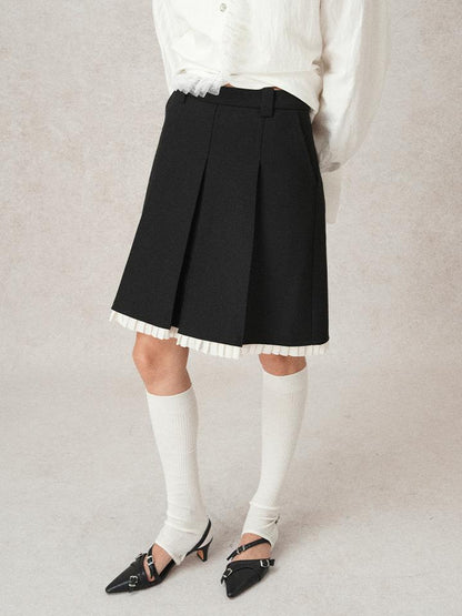 AnnoMundi Pleated Contrast Trim Blazer Skirt