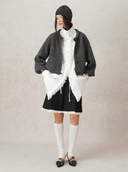 AnnoMundi Pleated Contrast Trim Blazer Skirt