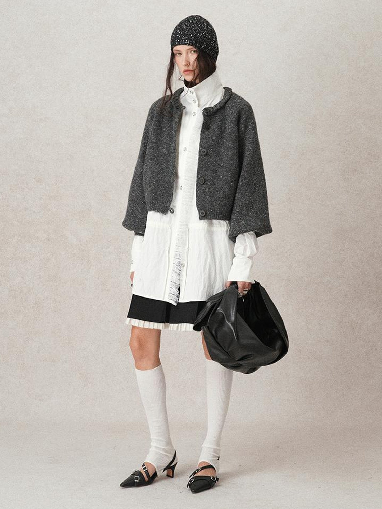 AnnoMundi Pleated Contrast Trim Blazer Skirt