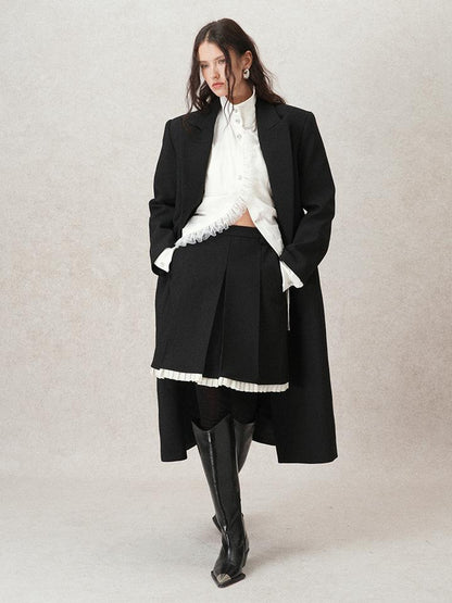 AnnoMundi Pleated Contrast Trim Blazer Skirt
