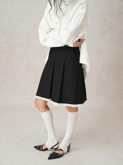 AnnoMundi Pleated Contrast Trim Blazer Skirt
