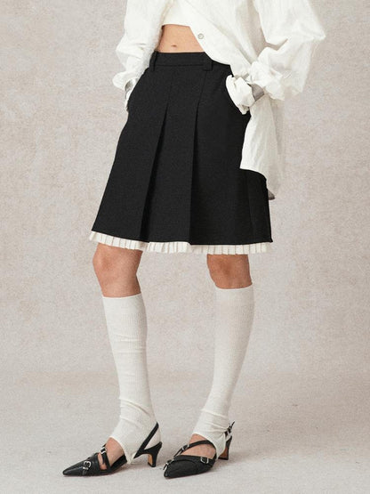 AnnoMundi Pleated Contrast Trim Blazer Skirt