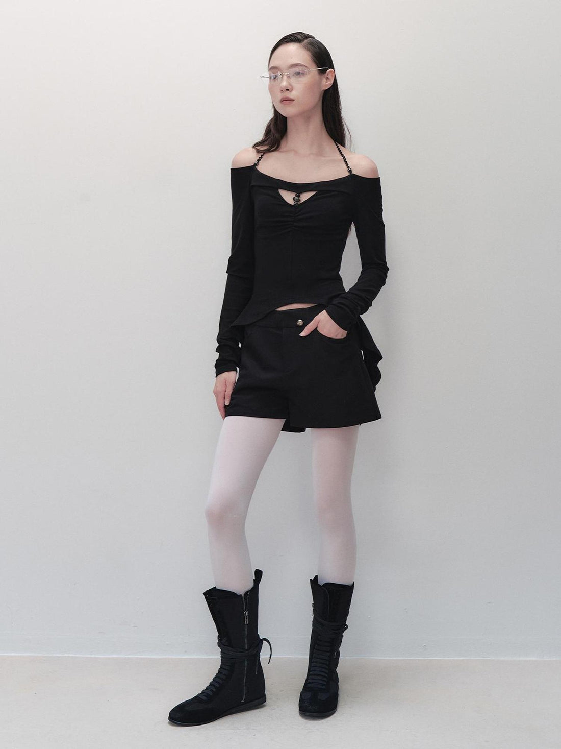 AnnoMundi Pleated Shadow Obsidian Convertible Shorts