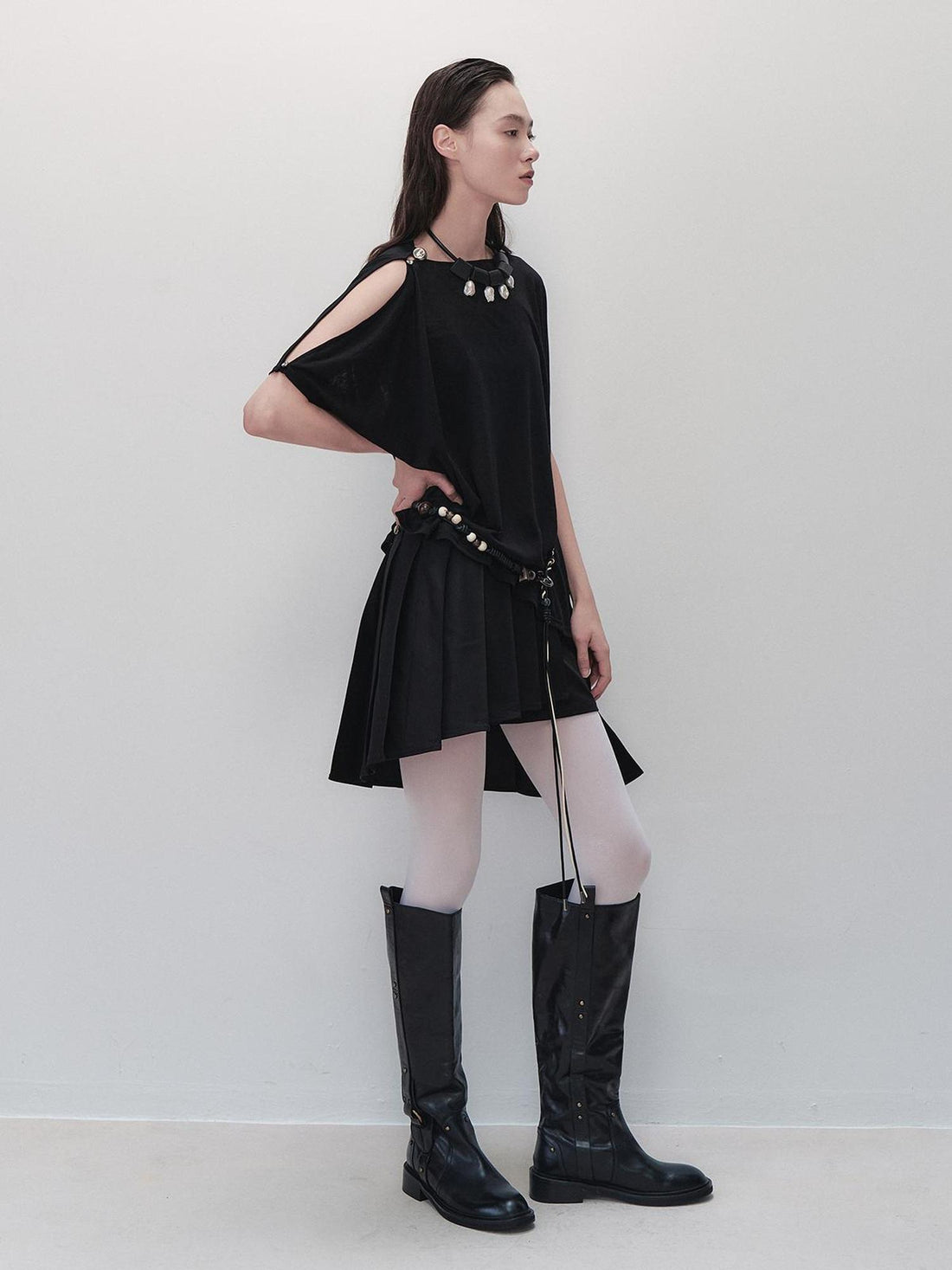 AnnoMundi Pleated Shadow Obsidian Convertible Shorts