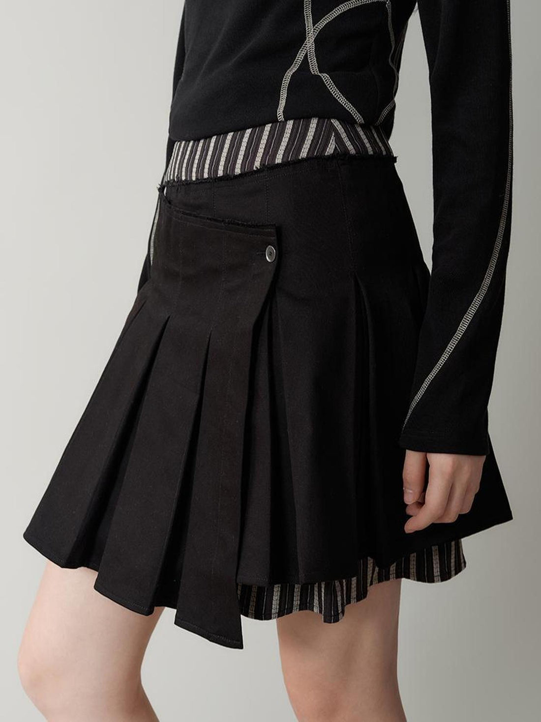 AnnoMundi Pleated Stripe Panel Skirt
