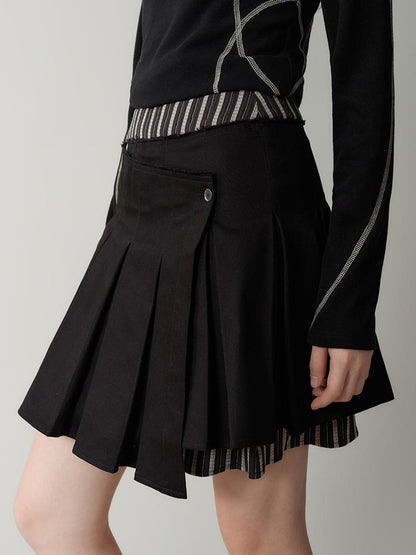 AnnoMundi Pleated Stripe Panel Skirt