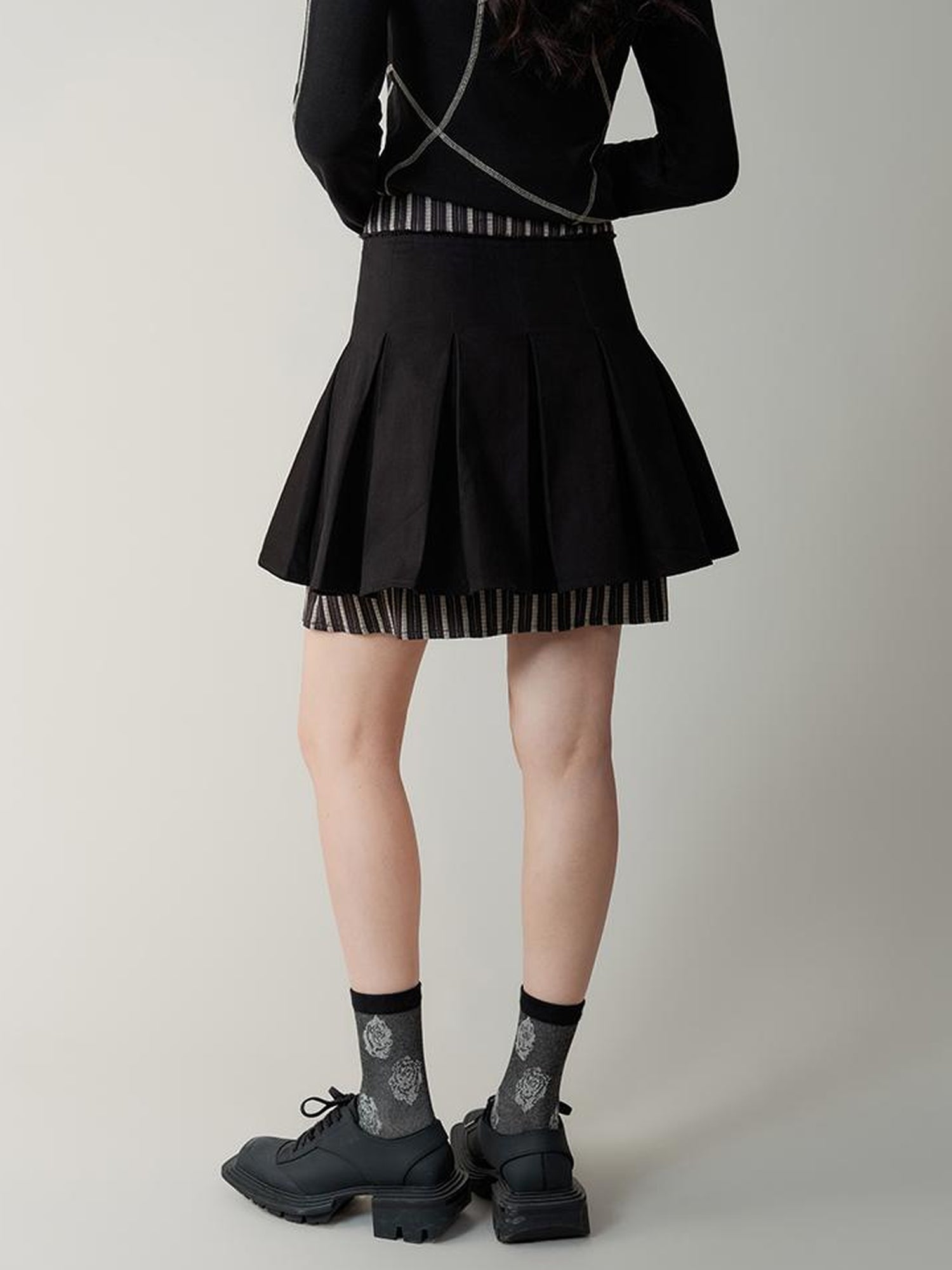 AnnoMundi Pleated Stripe Panel Skirt