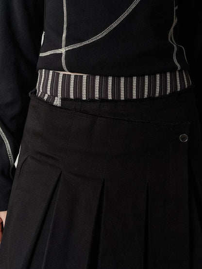 AnnoMundi Pleated Stripe Panel Skirt