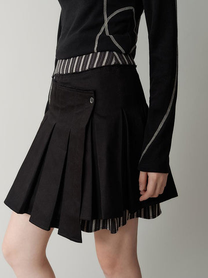 AnnoMundi Pleated Stripe Panel Skirt