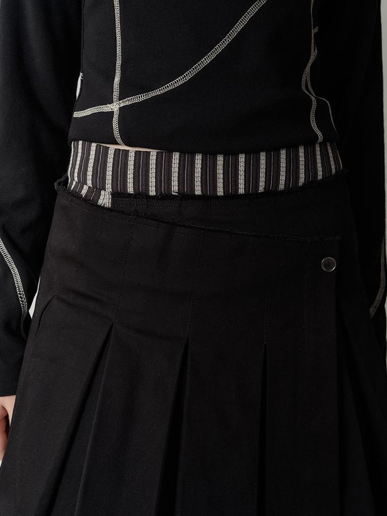 AnnoMundi Pleated Stripe Panel Skirt
