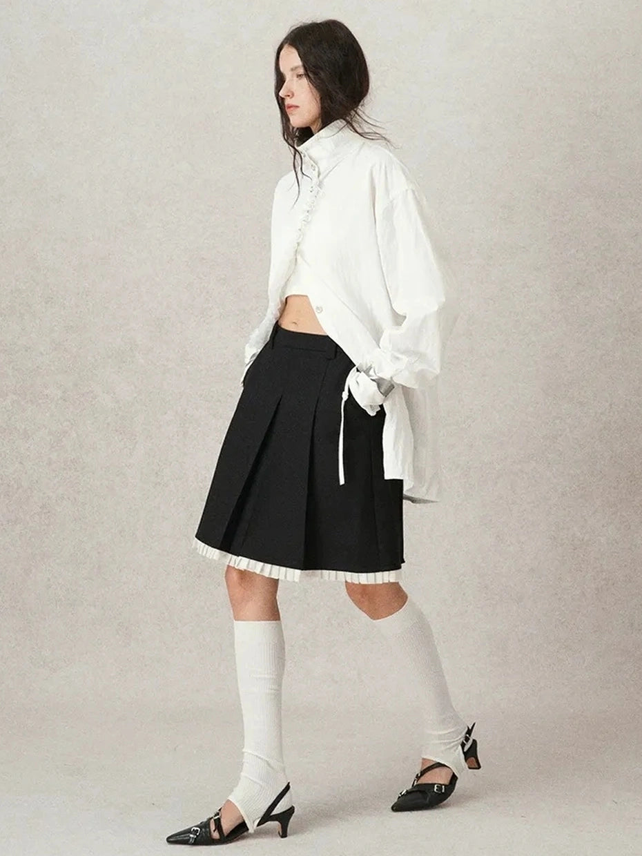 AnnoMundi Pleated Trim Blazer Mini Skirt Skirt