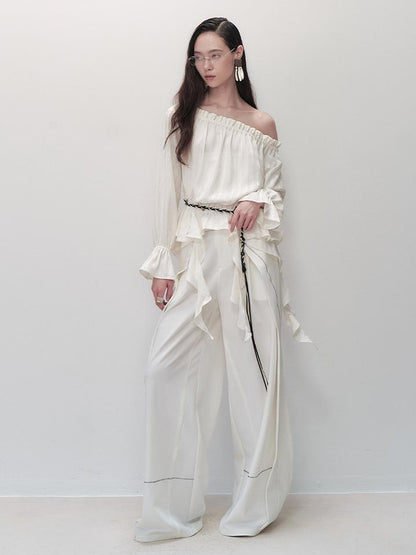 AnnoMundi Pleated Wide Leg Trousers With Adjustable Side Panels