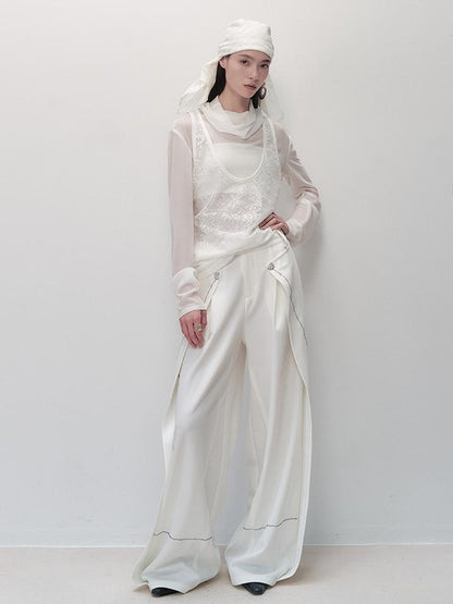 AnnoMundi Pleated Wide Leg Trousers With Adjustable Side Panels