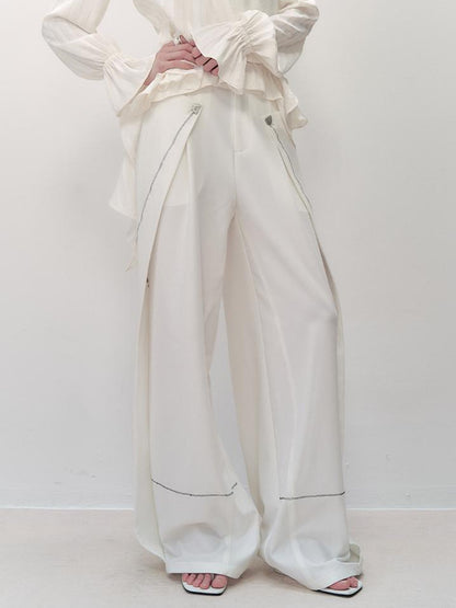 AnnoMundi Pleated Wide Leg Trousers With Adjustable Side Panels