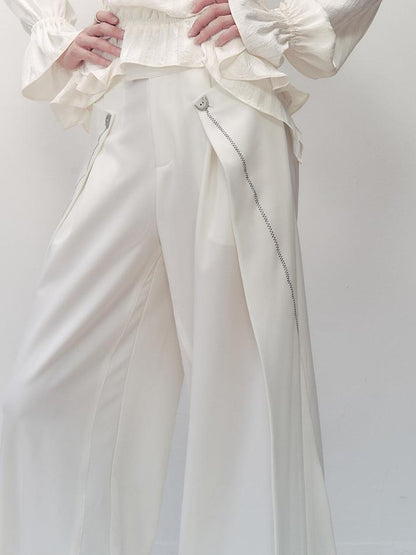 AnnoMundi Pleated Wide Leg Trousers With Adjustable Side Panels