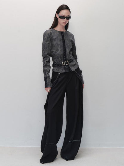 AnnoMundi Pleated Wide Leg Trousers With Adjustable Side Panels