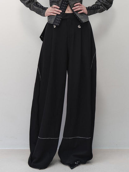 AnnoMundi Pleated Wide Leg Trousers With Adjustable Side Panels