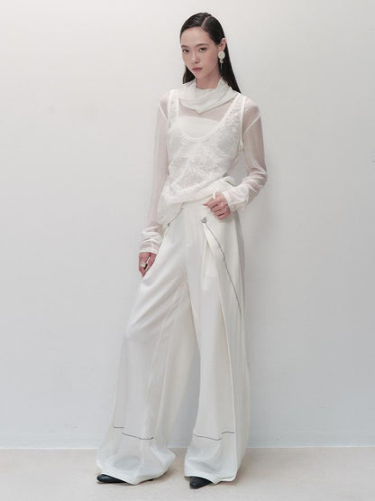 AnnoMundi Pleated Wide Leg Trousers With Adjustable Side Panels