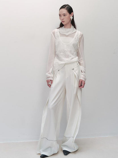 AnnoMundi Pleated Wide Leg Trousers With Adjustable Side Panels