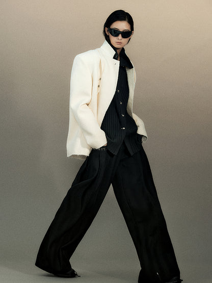 AnnoMundi Pleated Wide Leg Trousers With Willow Leaf Detail