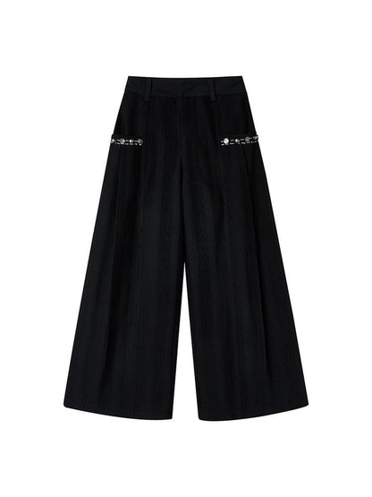 AnnoMundi Pleated Wide Leg Trousers With Willow Leaf Detail