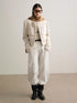 AnnoMundi Polyester Wool Blend Elegant Slim Fit Cropped Beige Women Everyday Jacket
