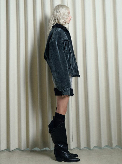 AnnoMundi Reconstructive Knit Vest With Long Pile Trim