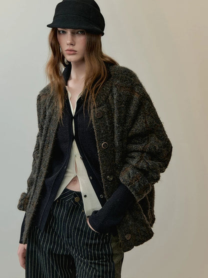 AnnoMundi Recycled Fiber Chunky Knit Open Front Long Sleeve Casual Women Brown Cardigans