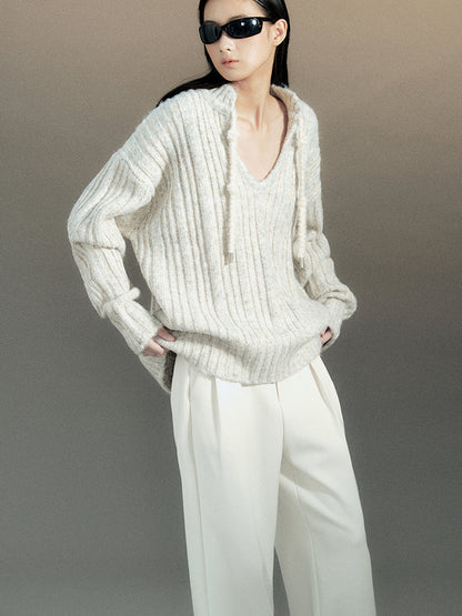 AnnoMundi Retro Chinese Stripe Relaxed Fit V-Neck Sweater