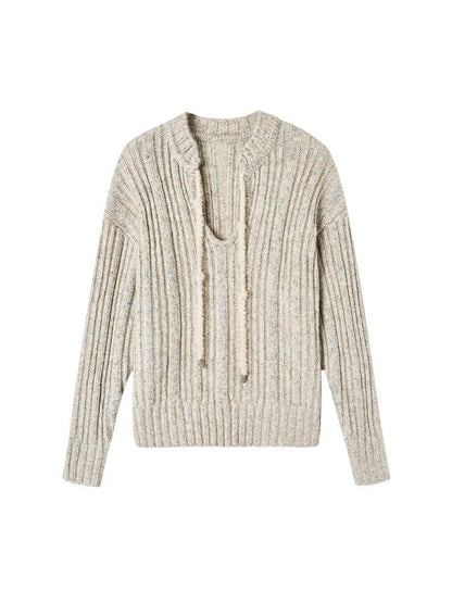 AnnoMundi Retro Chinese Stripe Relaxed Fit V-Neck Sweater