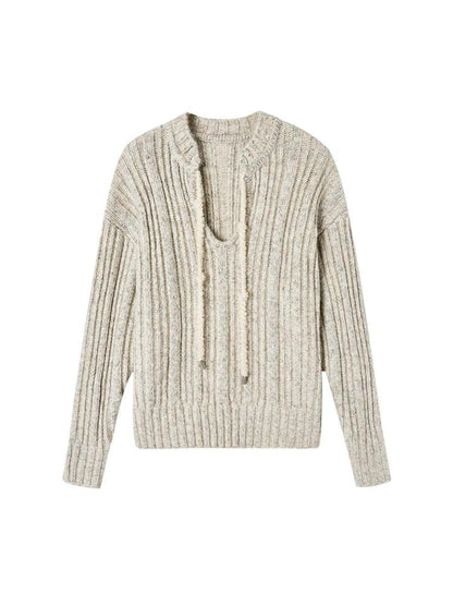 Retro Chinese Stripe Relaxed Fit V-Neck Sweater