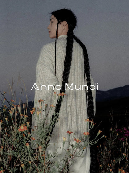 Retro Chinese Stripe Relaxed Fit V-Neck Sweater