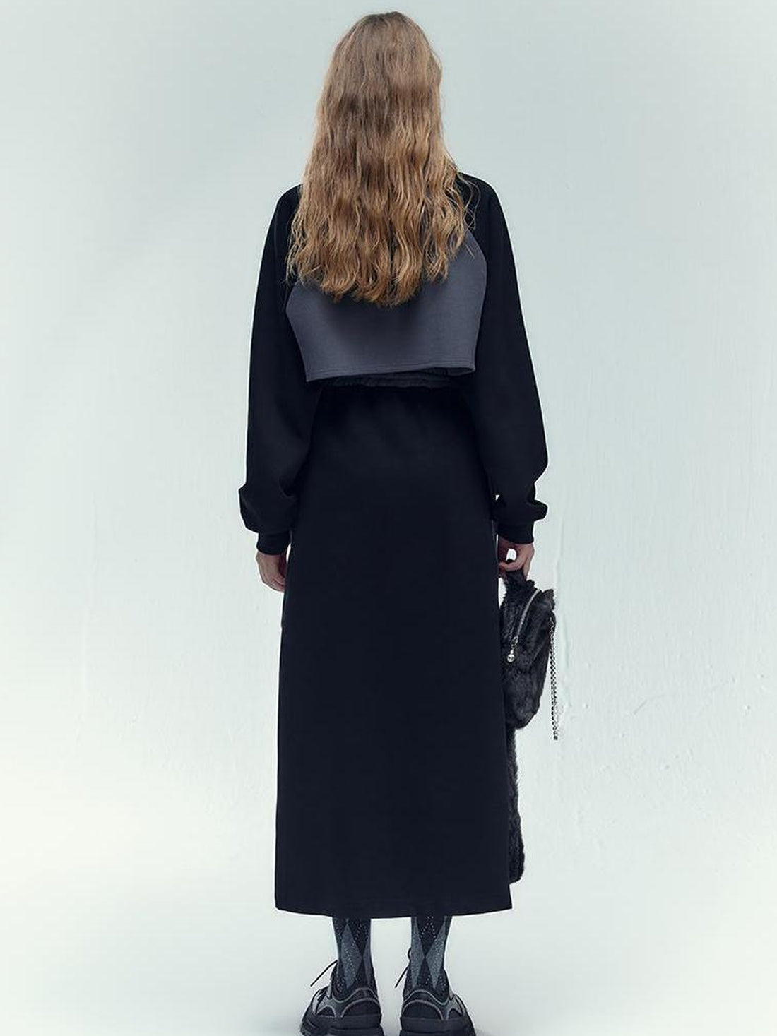 AnnoMundi Retro Color Block Hoodie And Skirt Set