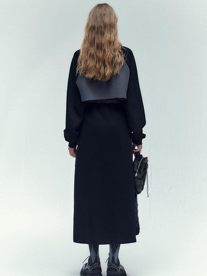 AnnoMundi Retro Color Block Hoodie And Skirt Set
