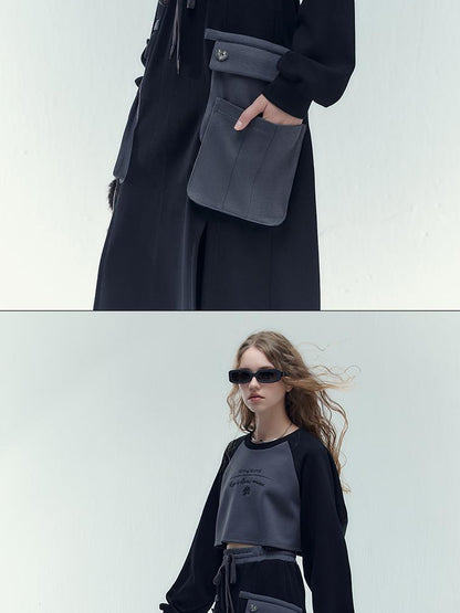 AnnoMundi Retro Color Block Hoodie And Skirt Set