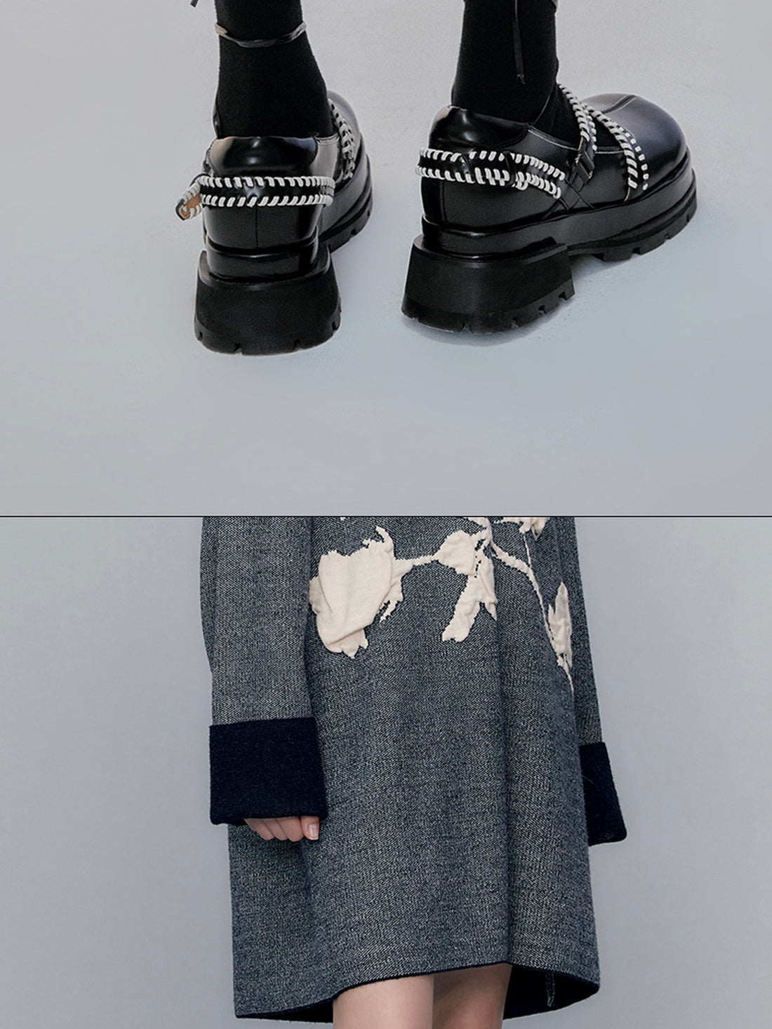 AnnoMundi Retro Round Toe Color Block Platform Mary Jane Pumps