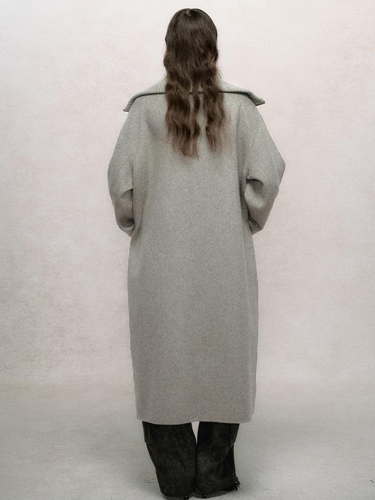 AnnoMundi Retro Sage Green Wool Blend Coat With Detachable Collar