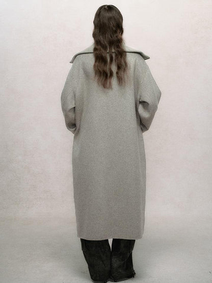 AnnoMundi Retro Sage Green Wool Blend Coat With Detachable Collar